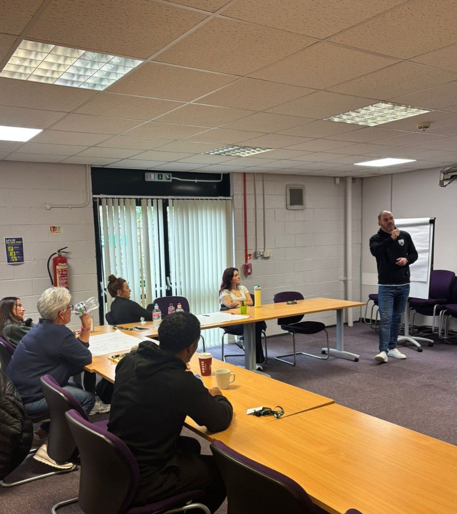 Chris Dyson leading a classroom training session with care staff